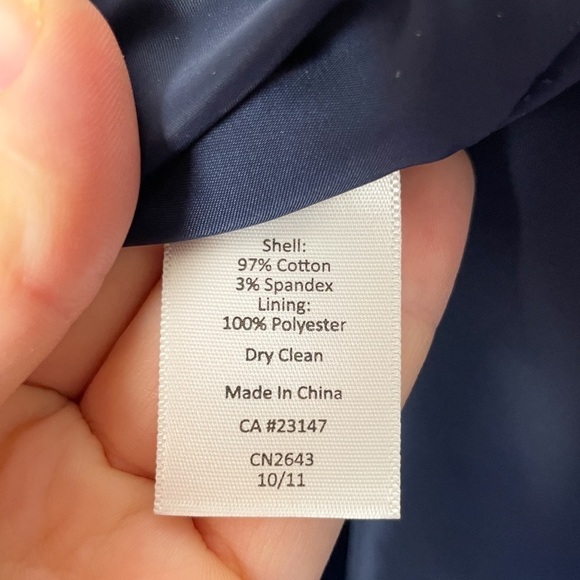 Talbots sz. 10 stretch navy blue and white ikat patterned dress l easter, office - Picture 14 of 16